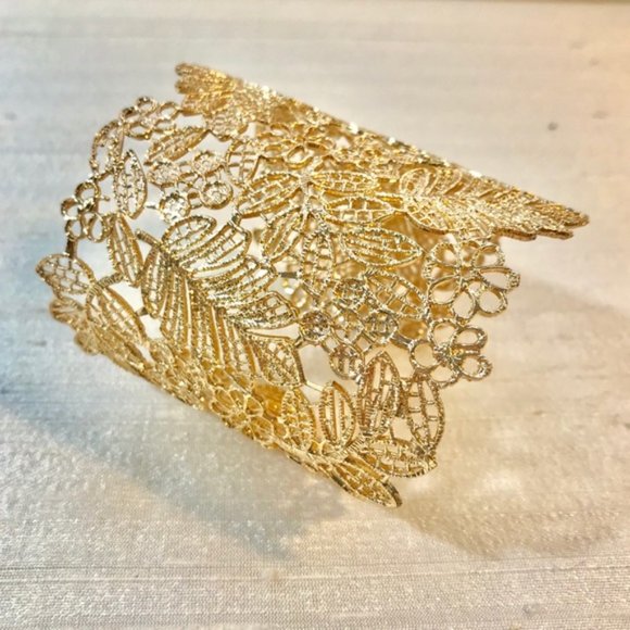 Free People Jewelry - Gold Lace Cuff Bracelet
